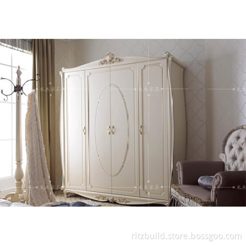 Bedroom Furniture White Solid Wood MDF Sliding Door Wardrobes